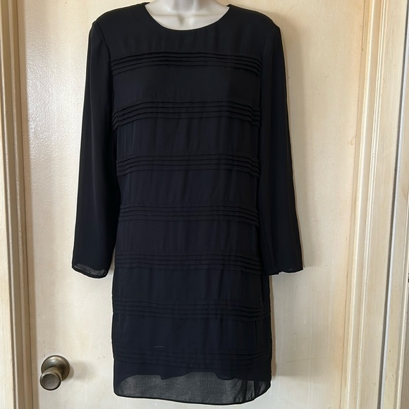 & Other Stories Dresses & Skirts - & other stories black shift dress with horizontal pleats size 8